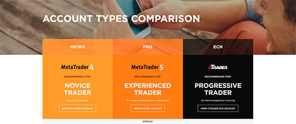 OctaFX account types