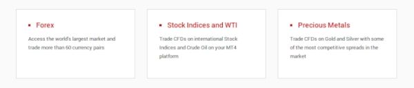 Tickmill trading instruments